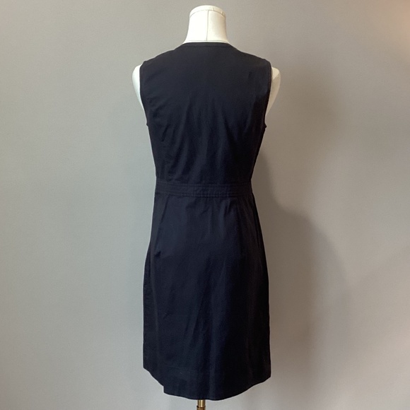 LOFT Black Mini Deep V Shift Dress with Ruffle Button Bodice - 8P - Picture 4 of 6